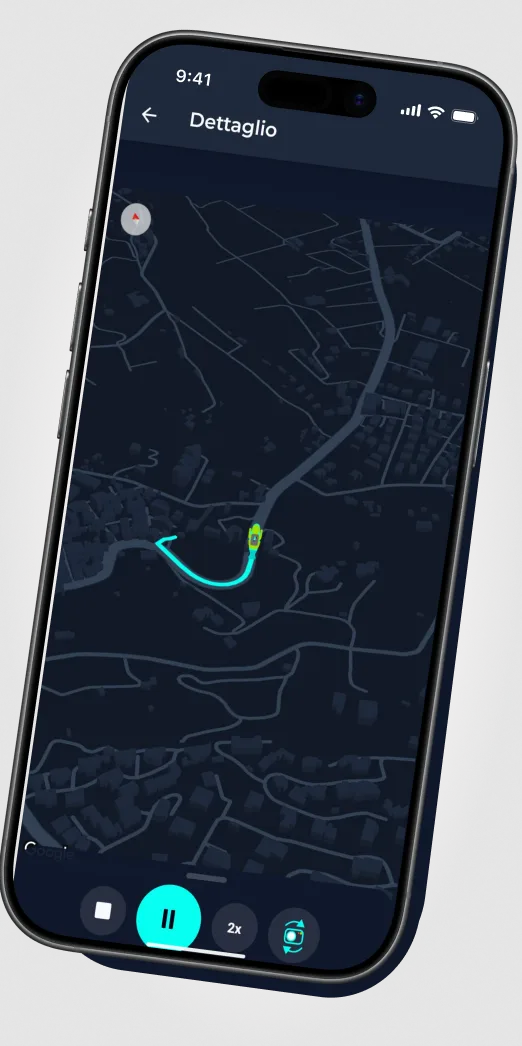 Replay del giro sulla mappa notturna